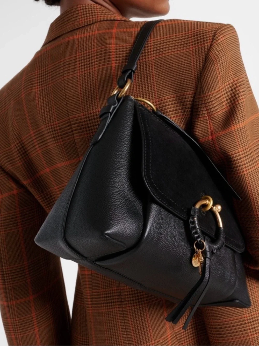 See By Chloe Black Leather Ring-Detail Crossbody Bag - Picture 9 of 11